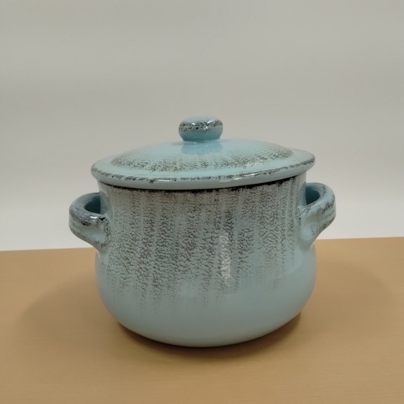 De Silva Terracotta Pottery Pot 6" x 7" Blue Cook Ware Casserole Soup Bean 48oz - Picture 4 of 13